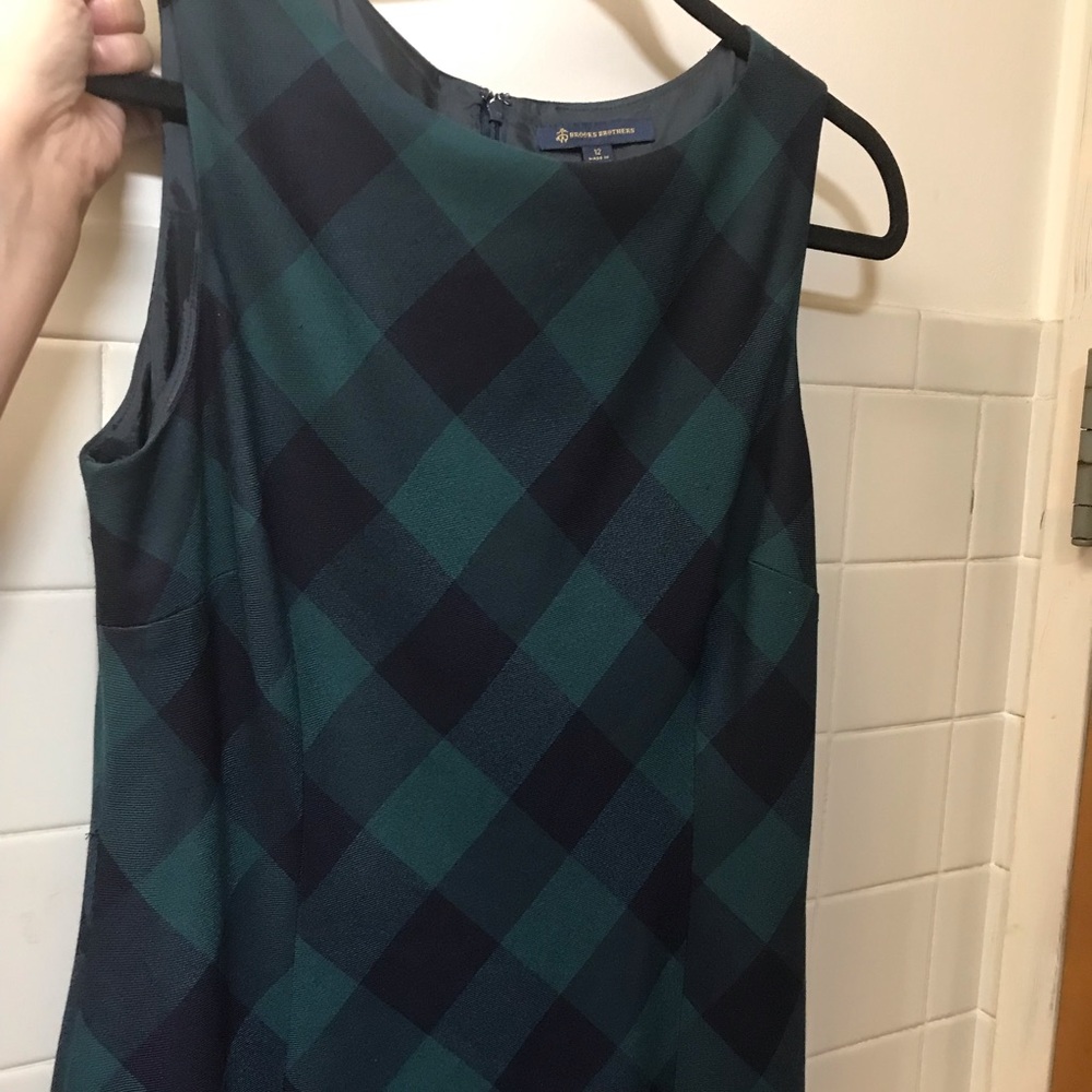 Brooks Brothers Sleeveless Navy/ Teal Check Sheath Dress - Picture 1 of 6